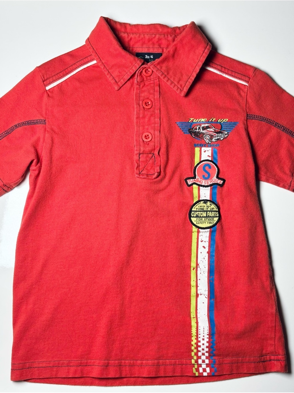 Vintage Y2K Nass Boys Red Hot Rod Race Car Polo Shirt Size 3x/4 Retro